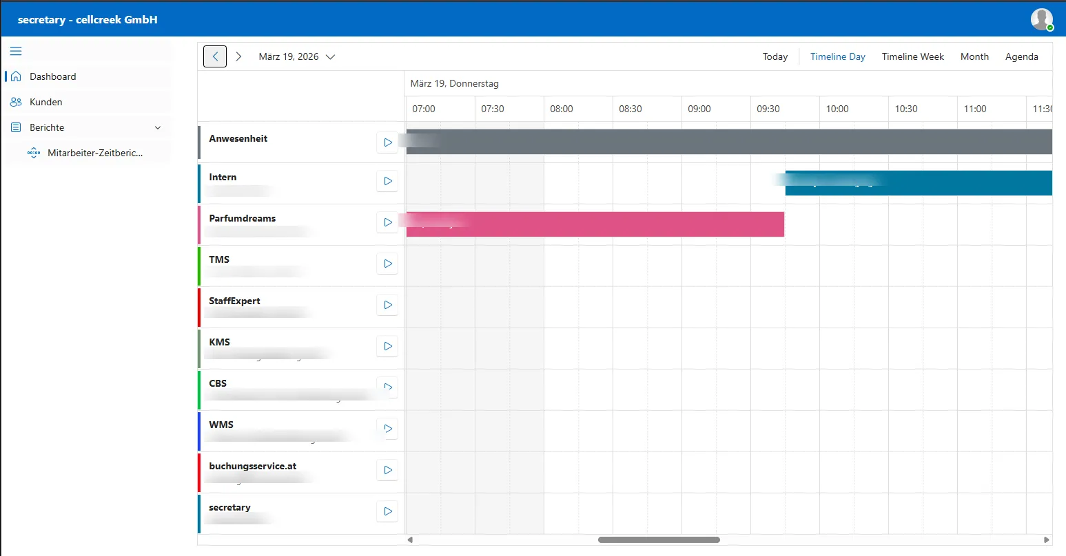 Secretary — Zeiterfassungs-Dashboard